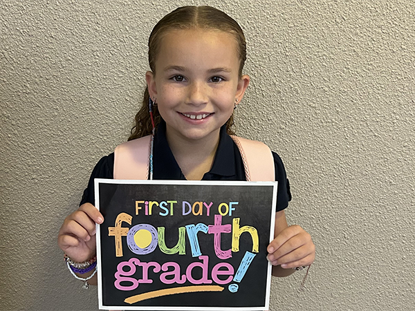 Student on the first day of school.