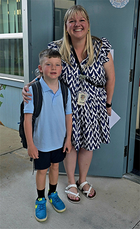 Student on the first day of school.