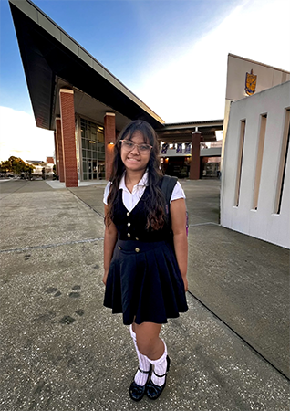 Student on the first day of school.