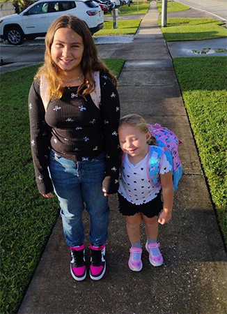 Students on the first day of school.