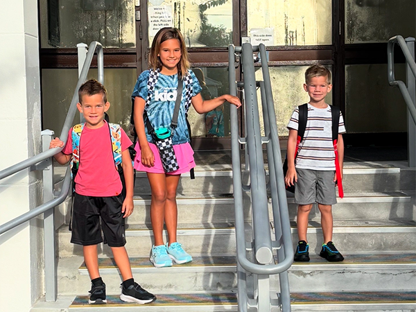 Students on the first day of school.