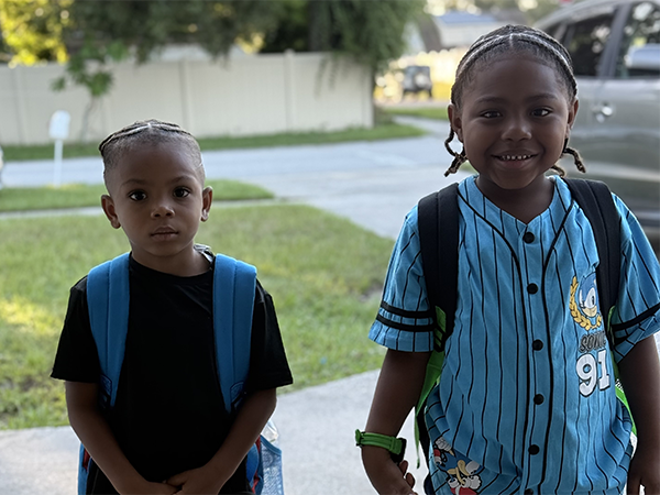 Student on the first day of school.