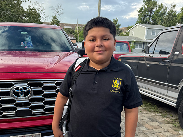 Student on the first day of school.