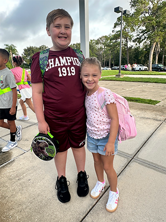 Student on the first day of school.