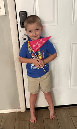 Student on the first day of school.