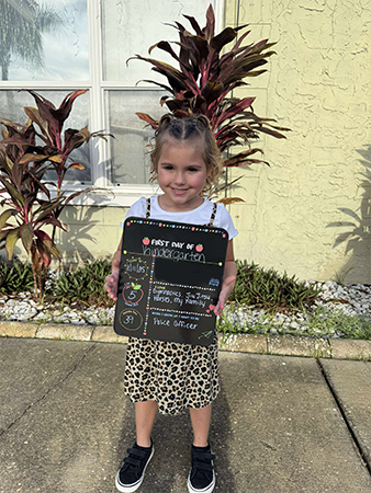 Student on the first day of school.