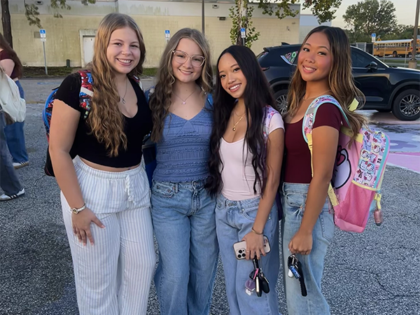 Students on the first day of school.