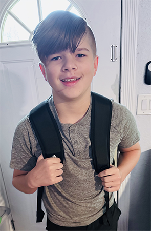 Student on the first day of school.