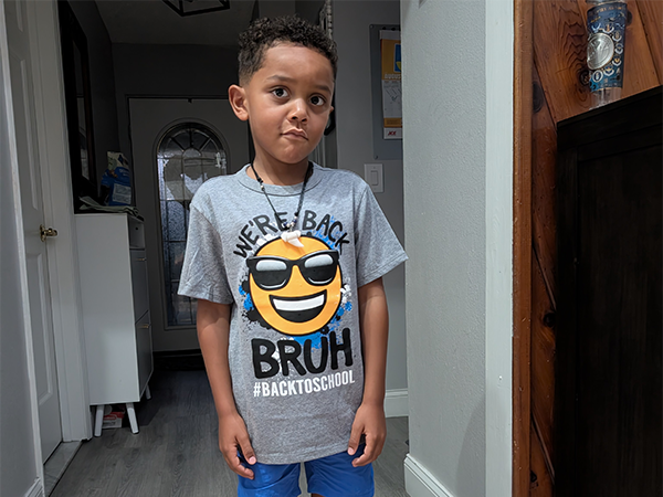 Student on the first day of school.