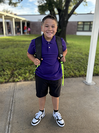 Student on the first day of school.