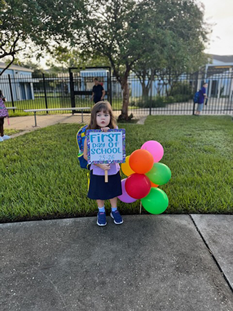 Student on the first day of school.