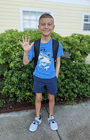 Student on the first day of school.