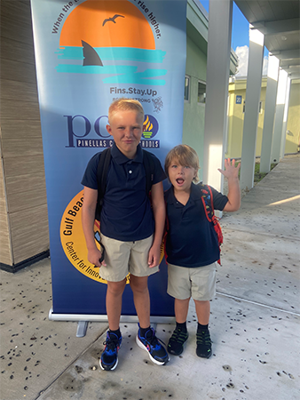 Students on the first day of school.