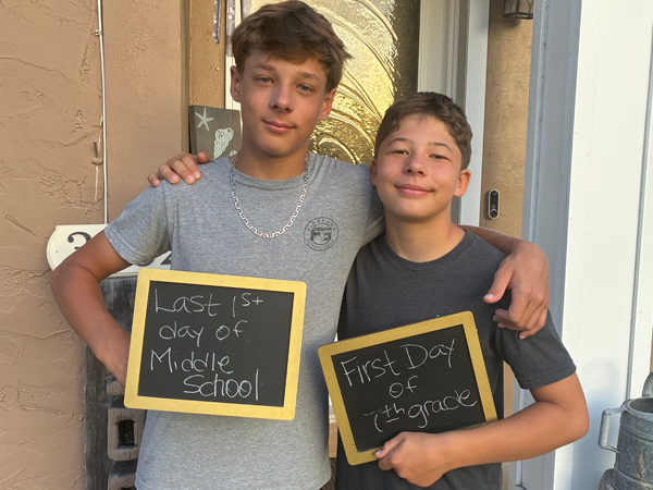 Students on the first day of school.