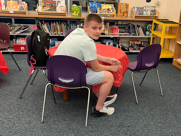 Student on the first day of school.