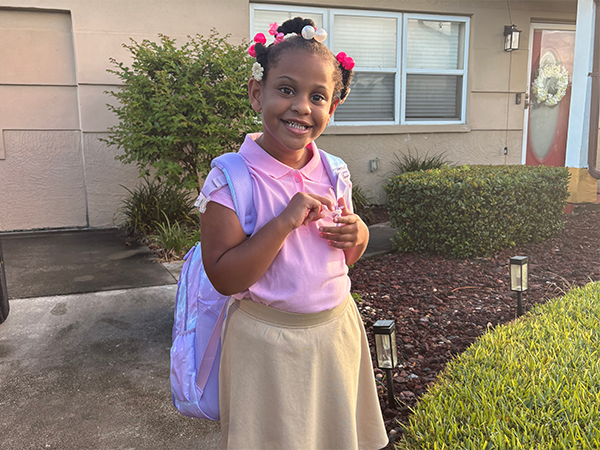 Student on the first day of school.