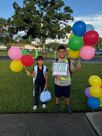 Students on the first day of school.