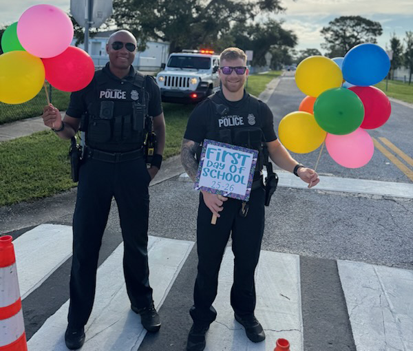 Police on the first day of school.