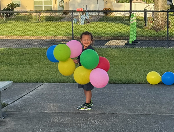 Student on the first day of school.