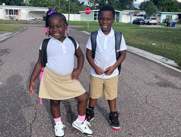 Students on the first day of school.