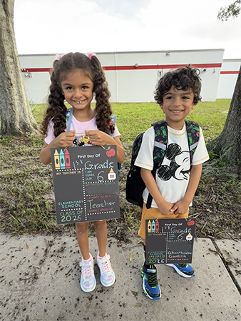 Students on the first day of school.