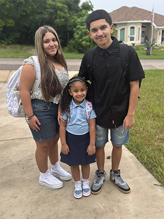 Student on the first day of school.