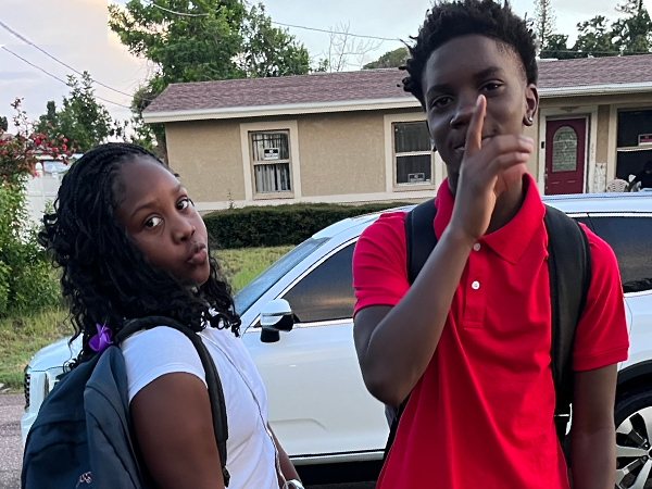 Students on the first day of school.