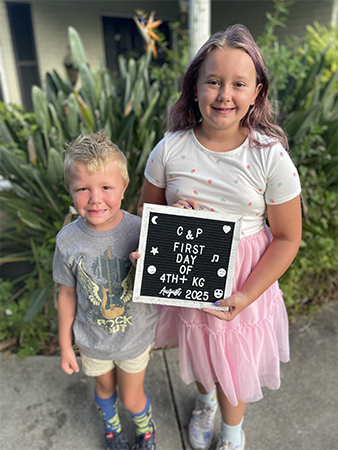 Students on the first day of school.