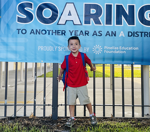 Student on the first day of school.
