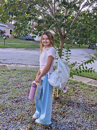 Student on the first day of school.