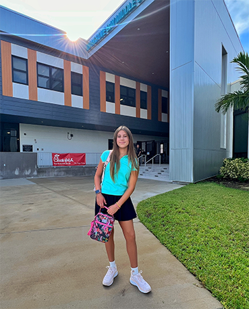 Student on the first day of school.