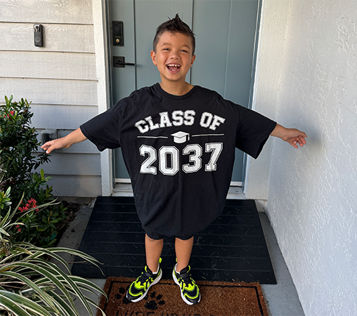 Student on the first day of school.