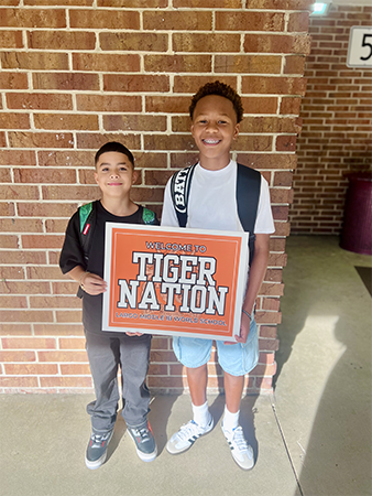 Students on the first day of school.