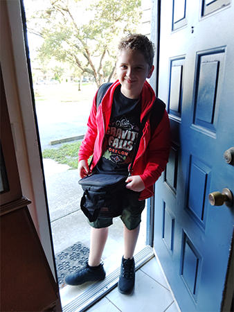 Student on the first day of school.
