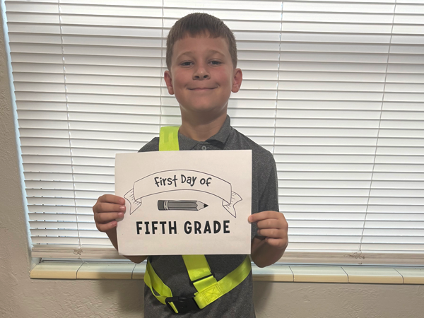 Student on the first day of school.