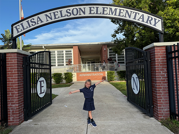 Student on the first day of school.