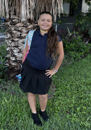 Student on the first day of school.