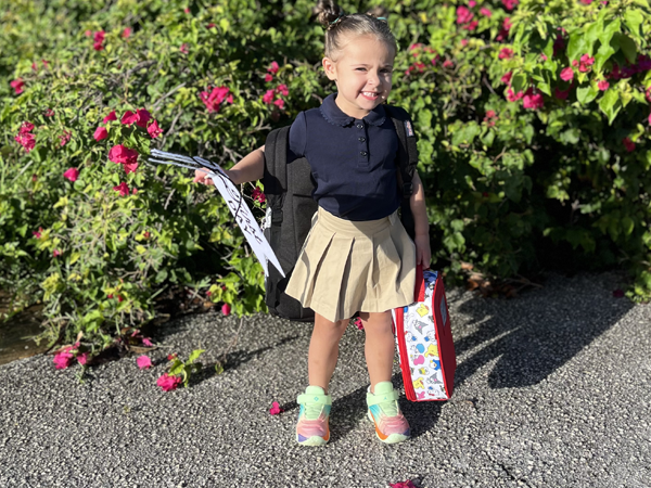 Student on the first day of school.