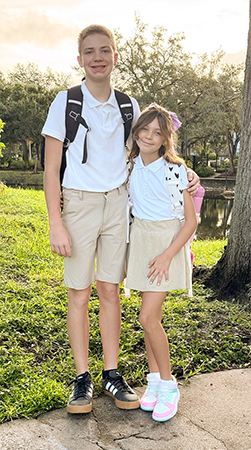 Students on the first day of school.