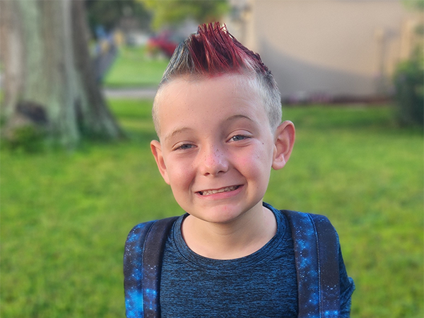 Student on the first day of school.