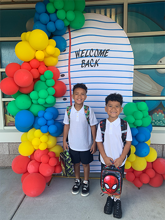 Students on the first day of school.