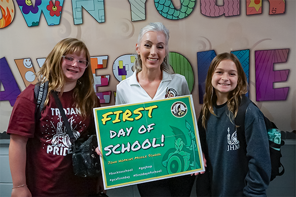 Staff and students on the first day of school.