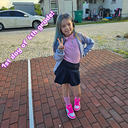 Student on the first day of school.