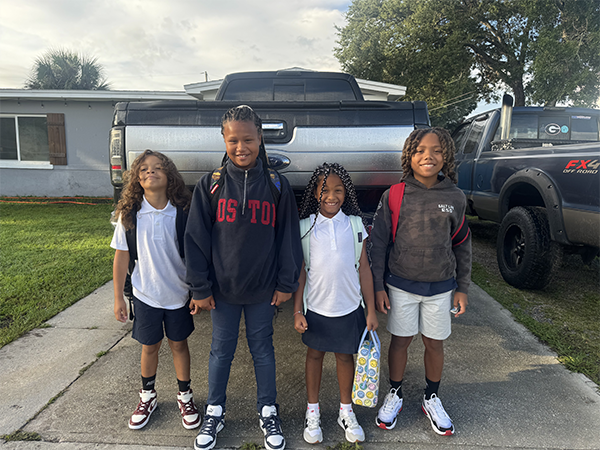 Students on the first day of school.