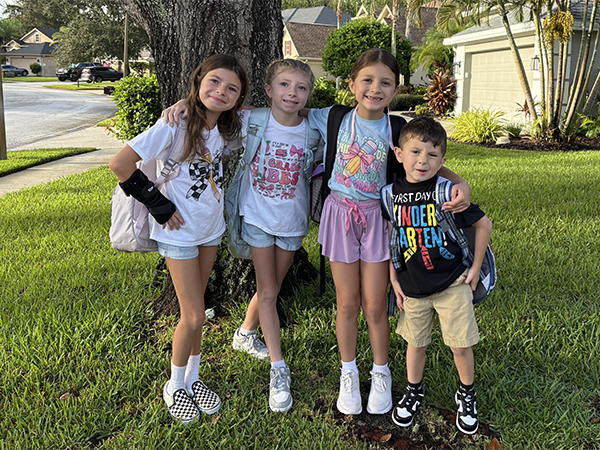 Students on the first day of school.