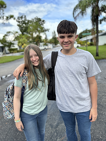 Students on the first day of school.