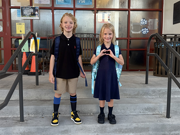 Students on the first day of school.