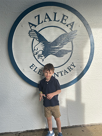Student on the first day of school.