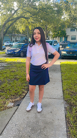 Student on the first day of school.