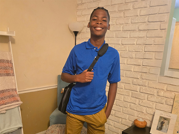 Student on the first day of school.